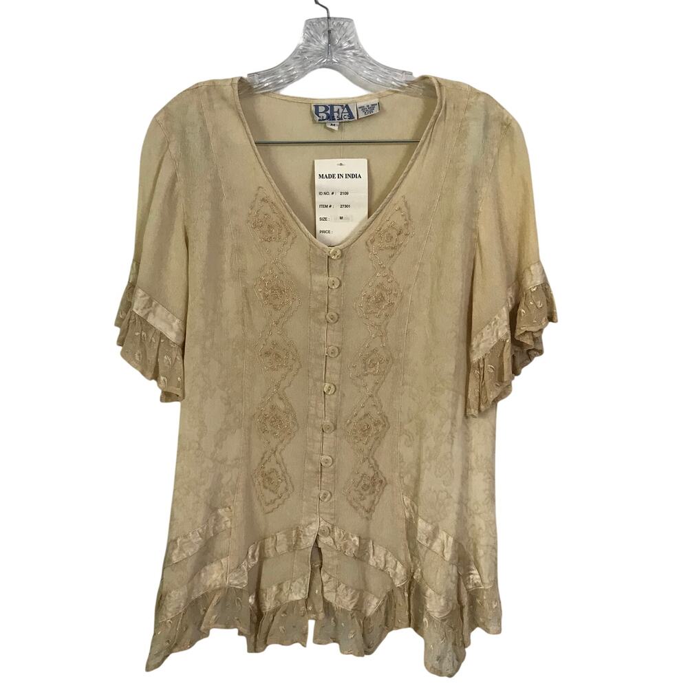BFA Classics Blouse Medium Embroidery Lace Boho Retro Feminine Romantic NWT